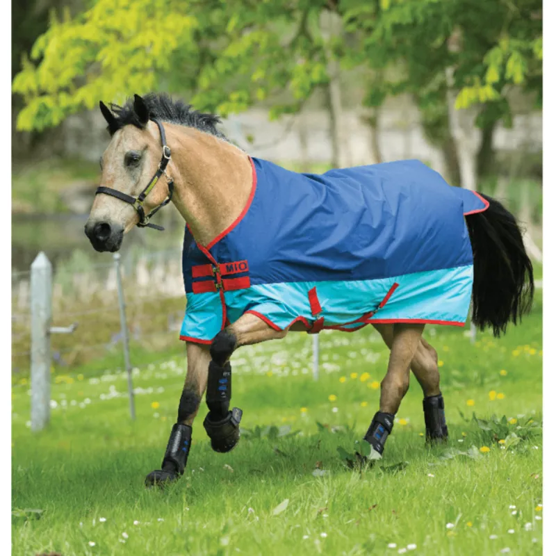 Horseware Amigo Mio Mediumweight 200g Turnout Rug - Dark Blue/Aqua Blue/Red